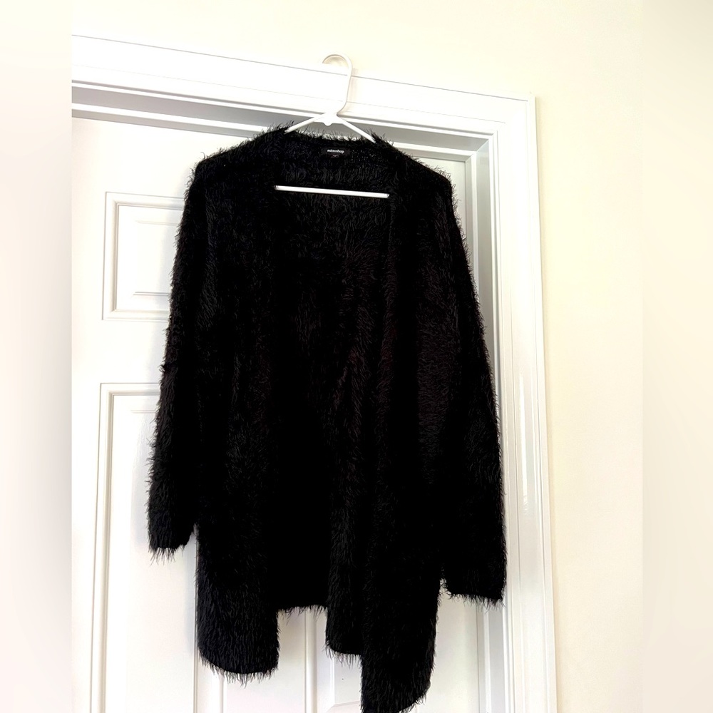 Women’s black fuzzy cardigan